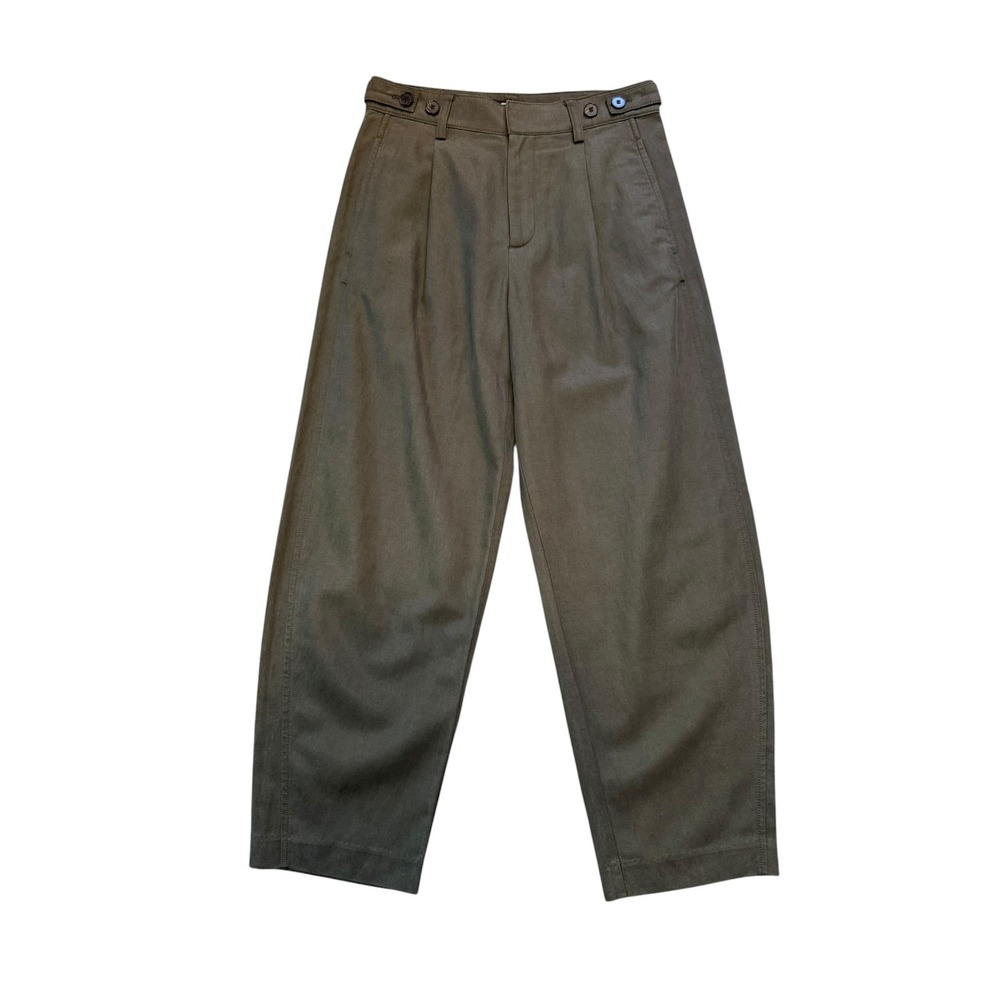 Madewell Barrel Leg Trouser Pant Olive Green Tencel Linen Blend Size 0 OA012 NEW
